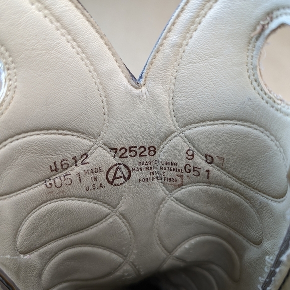 Acme Marble Biege Leather Buckaroo Cowboy Boots Men's Size 9D Style 4612 Made in - Picture 8 of 9